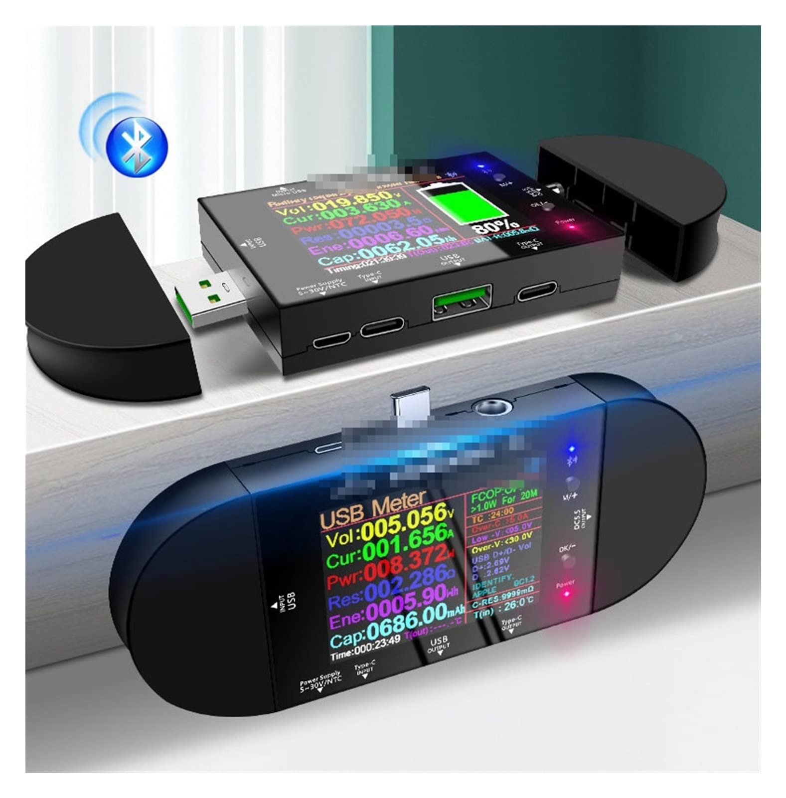 Urządzenie pomiarowe tester USB Usb. Tester Type-C 2.4 "Calowy Voltmeter AMMETER Power Bank Napięcie Napięcie Volt Pd. Tranger Miernik elektryczny.