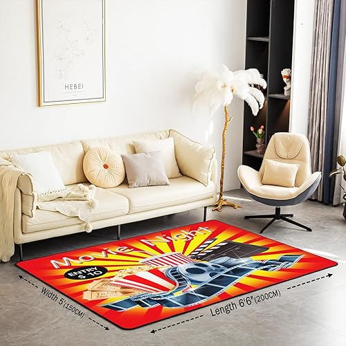 Miniatura 2 de jejeloiu Alfombra decorativa de noche de cine de 5 x 7 pulgadas, alfombra decorativa para sala de cine y sala de estar, alfombra decorativa para
