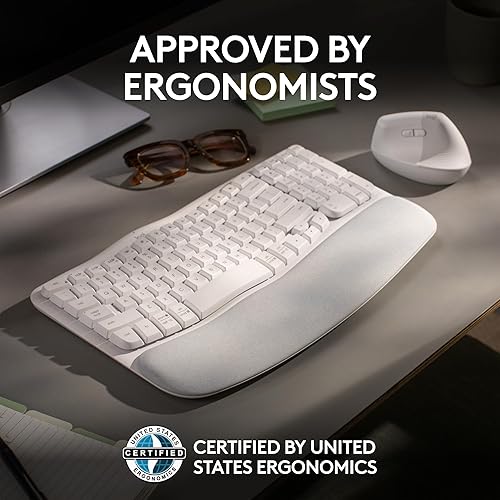 Miniatura 5 de Logitech Wave Keys - Teclado ergonómico inalámbrico con reposamanos acolchado, escritura natural cómoda, fácil de cambiar, Bluetooth, receptor Logi