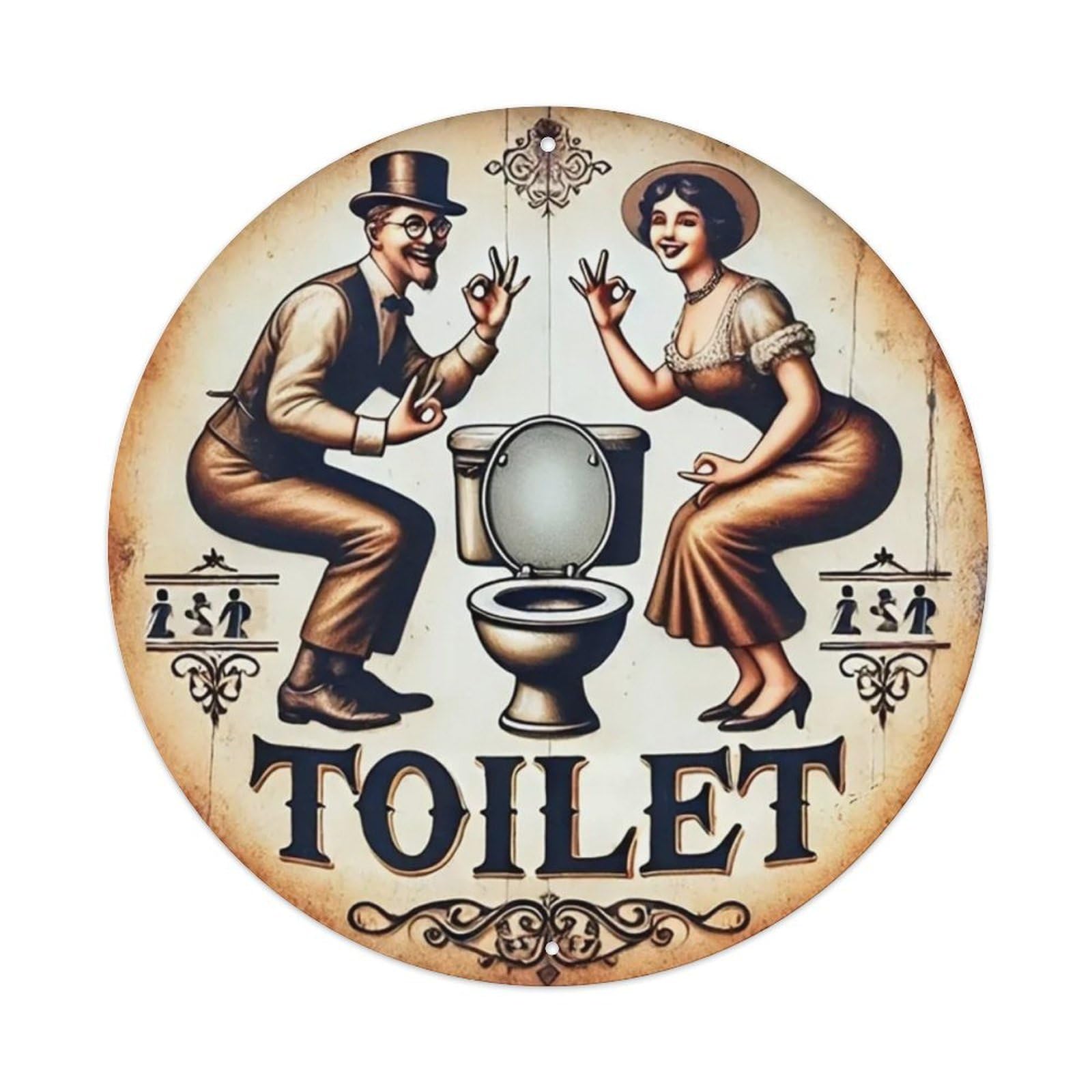 Igtefte Vintage Toilet Funny Tin Sign Style Home Bar Garden Wall Plaque Decor Metal Poster 8X8 Inch