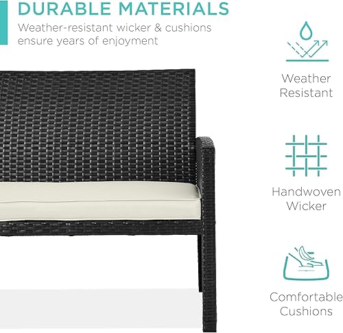 Miniatura 105 de Best Choice Products Juego de muebles de conversación de patio de mimbre al aire libre de 4 piezas para patio trasero con mesa de café, cojines de