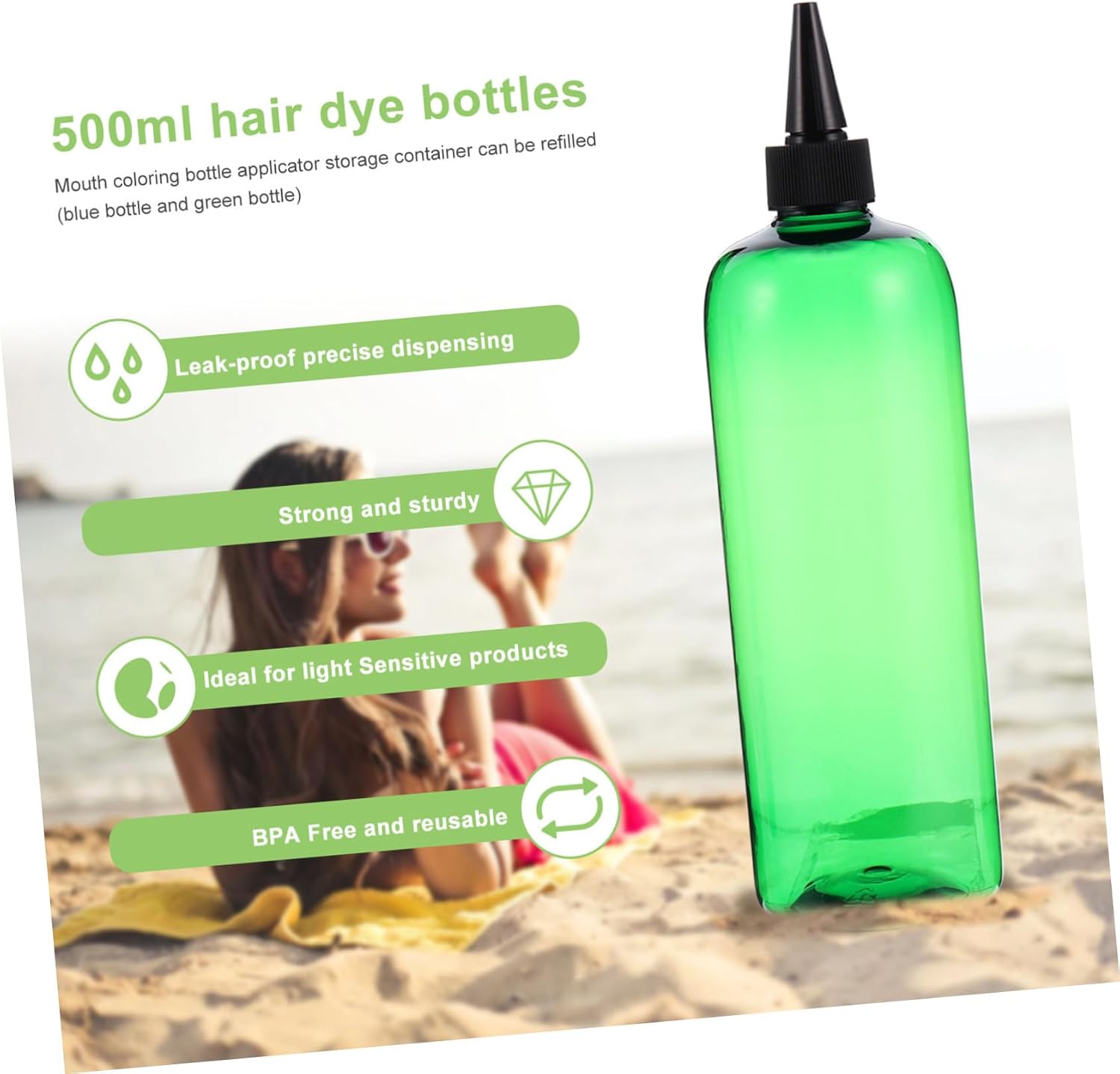 6Pcs Hair Color Applicator Bottles 500ml Plastic Squeeze Dispensers