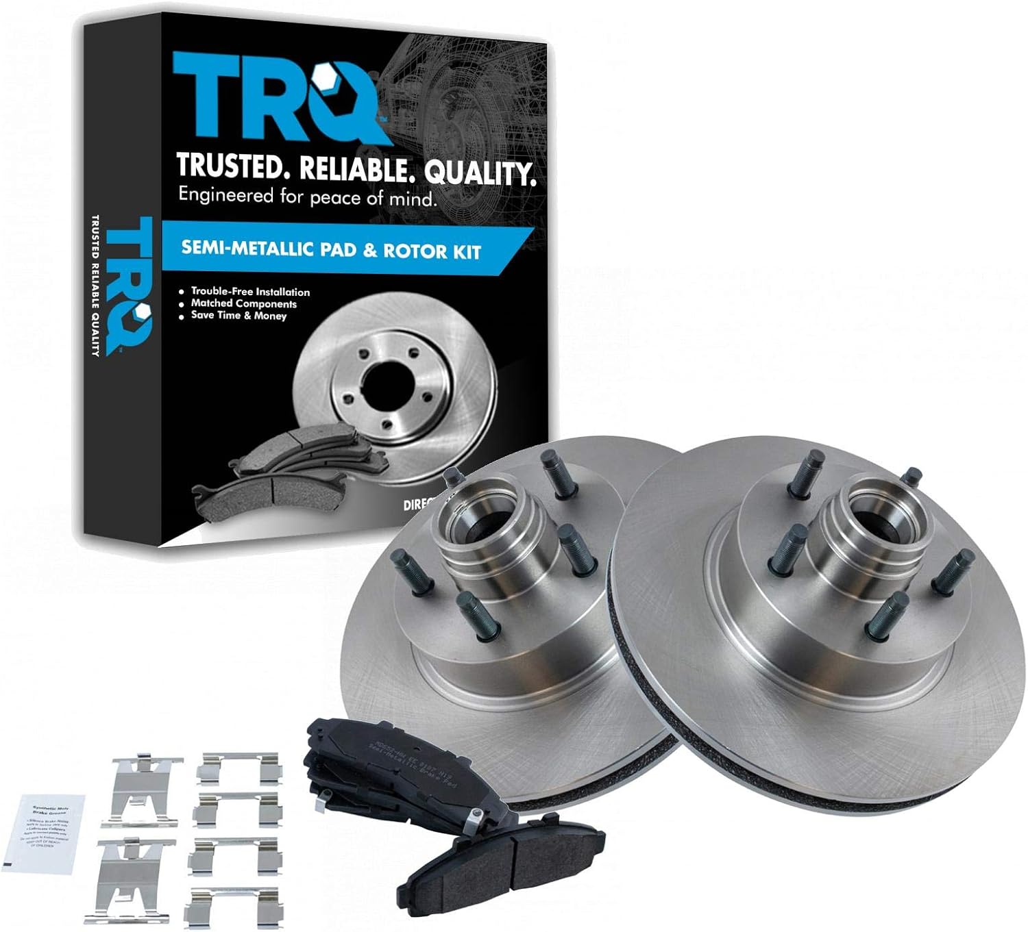 TRQ Front Brake Pad & Rotor Kit Brake Pads Brake Rotor Semi-Metallic Compatible with 1995-2001 Ford Explorer 1998-2002 Ranger 1999 Mazda B2500 1998-2000 B3000 B4000 1997-2001 Mercury Mountaineer