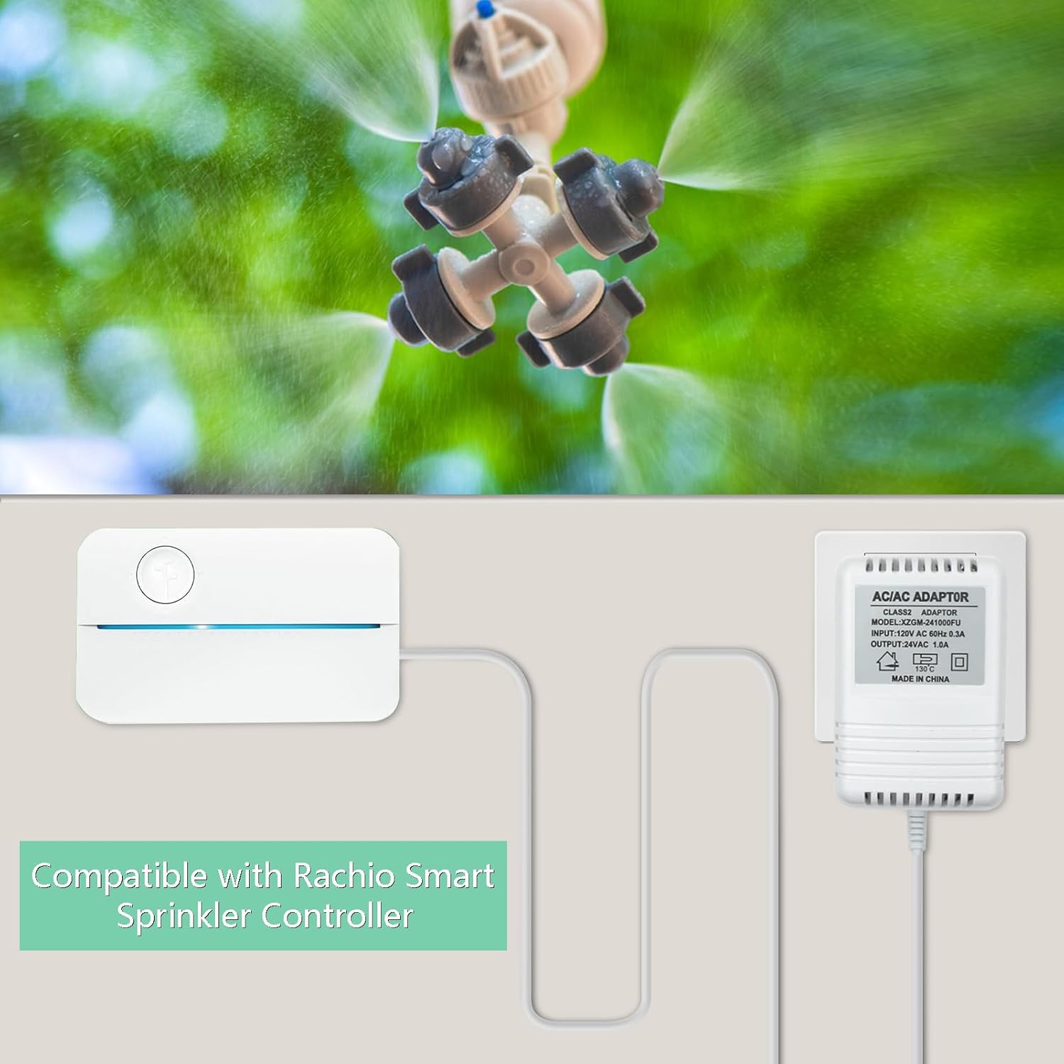 24VAC 1A Adapter Compatible with Rachio Smart Sprinkler Controller, Indoor Irrigation System Controller Accessories Power Supply Cord Charger