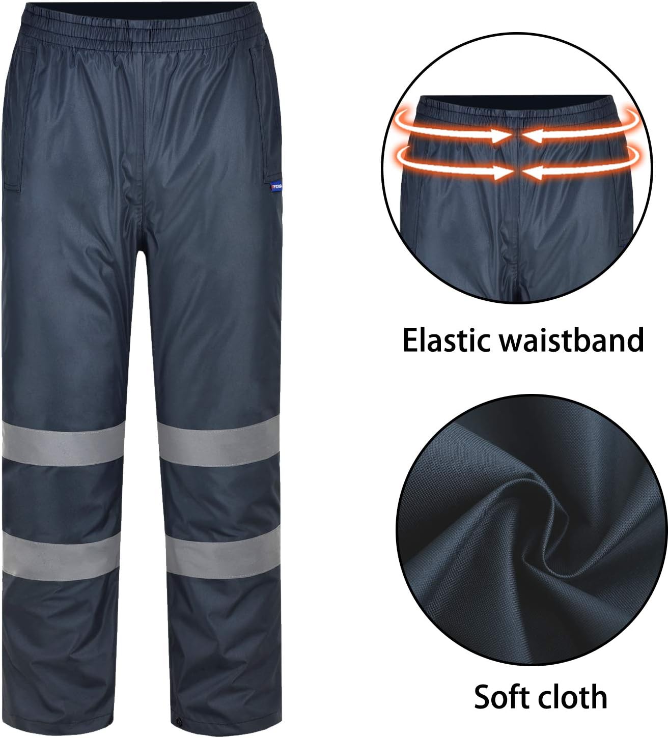 AYKRM Reflective High Visibility Safety Waterproof rain Pants for Fishing Motorcycle Cycling Farming Hiking Works