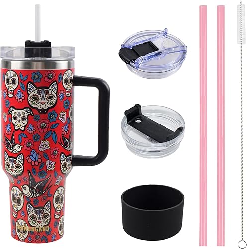 Miniatura 10 de Jormungand Vaso de viaje de acero inoxidable de 40 onzas con tapa antideslizante y asa para popote (negro)