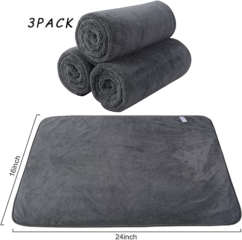 Miniatura 3 de SINLAND Toallas de secado de microfibra para automóvil, ultra absorbentes, limpieza de lavado de autos, toallas de 13.40 ozm, 16 pulgadas x 24