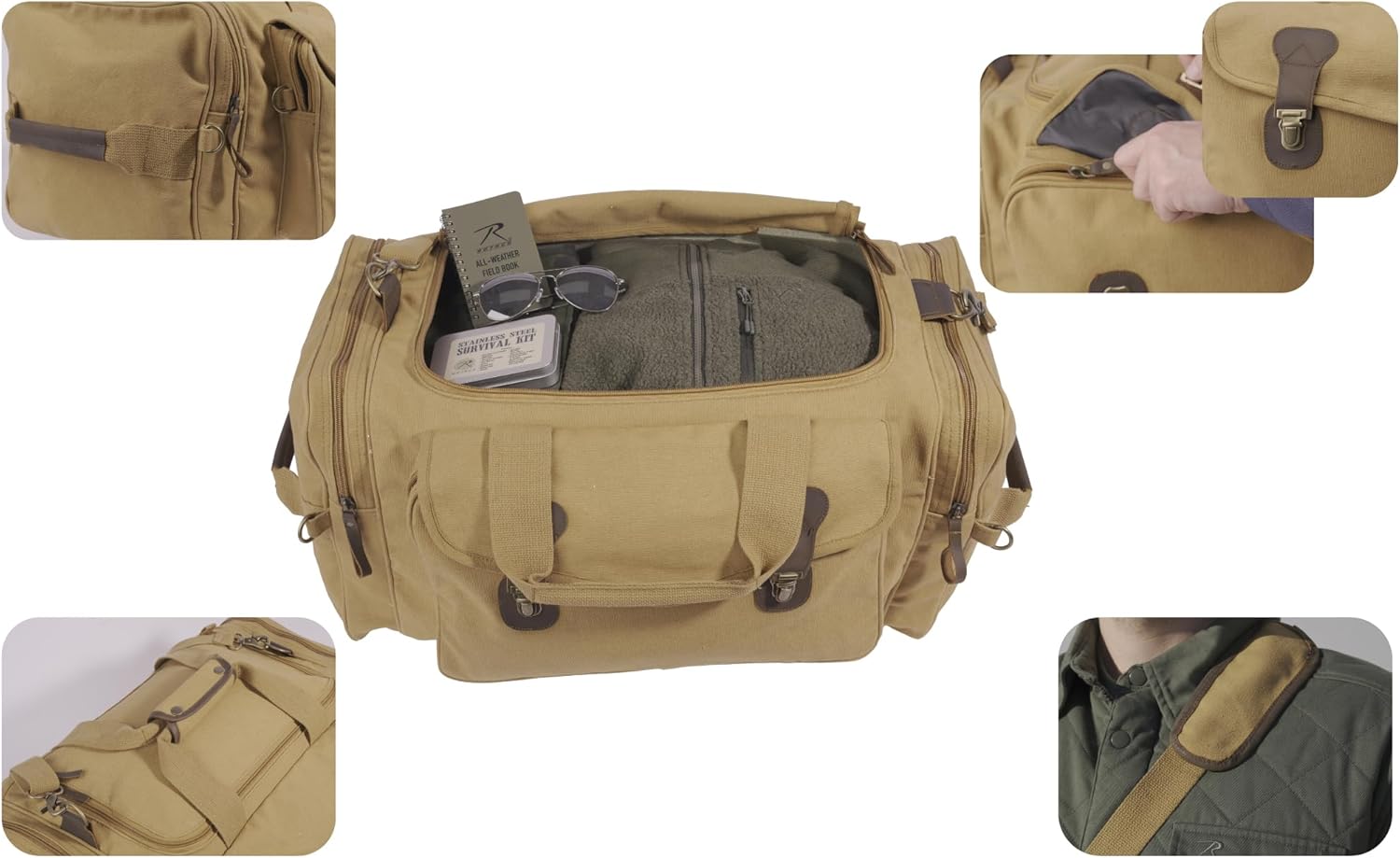 Rothco Canvas Long Weekend Bag - Rugged and Spacious Overnight Weekender Travel Duffel