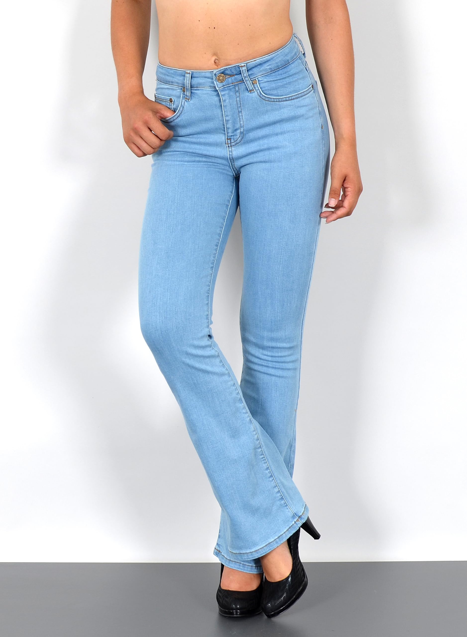 ESRA Bootcut Jeans Damen High Waist Wide Leg Jeans Damen Stretch