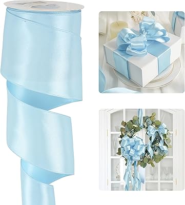 chisaki Milai-size2 D.Beige×Blue ribbon HUIHUANG Blue Satin Wired Ribbon 2.5 inch Baby Blue Panama | Ubuy