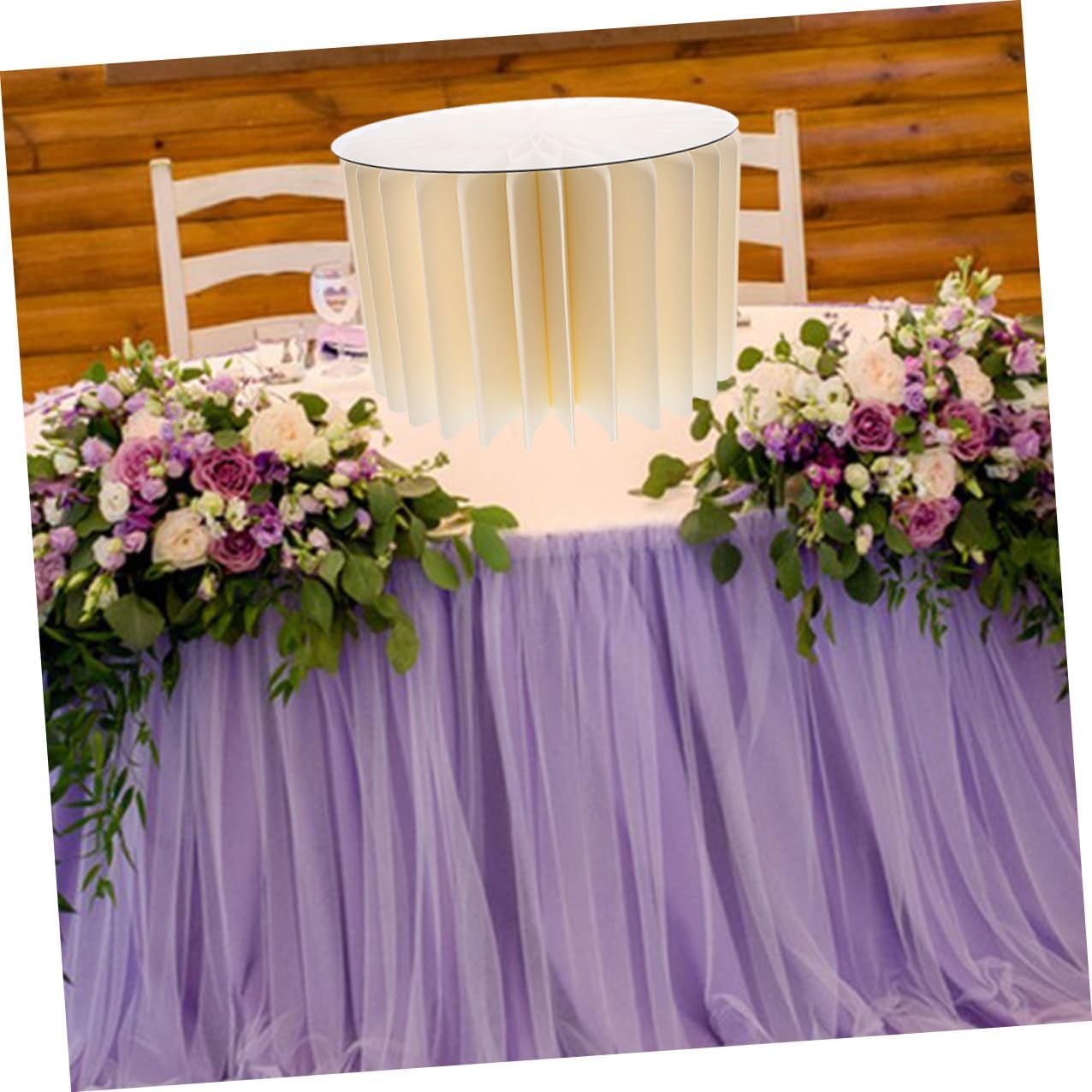 2pcs White Cylinder Cake Pedestal Stand Set, Foldable Paper Column Table Stands for Party and Wedding Centerpiece Decoration, 30cm Diameter X 20cm 40cm Height