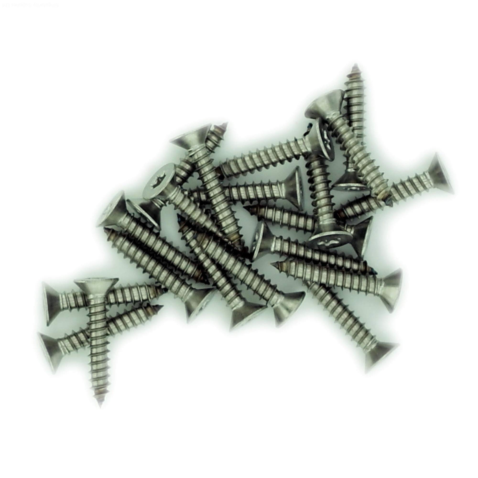 Singularity Supplies Silver No.6 X 0.625 (3.5Mm X 16Mm) Tx Countersunk Self-Tapping Screw - Stainless Steel (A2) (Pack Of 20)