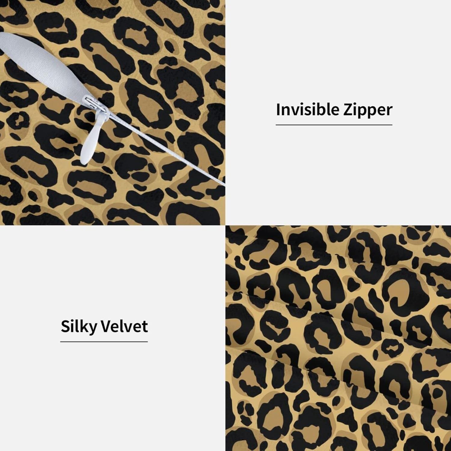 Leopard Print Polyester 18x18 Inch Throw Pillow Covers Set