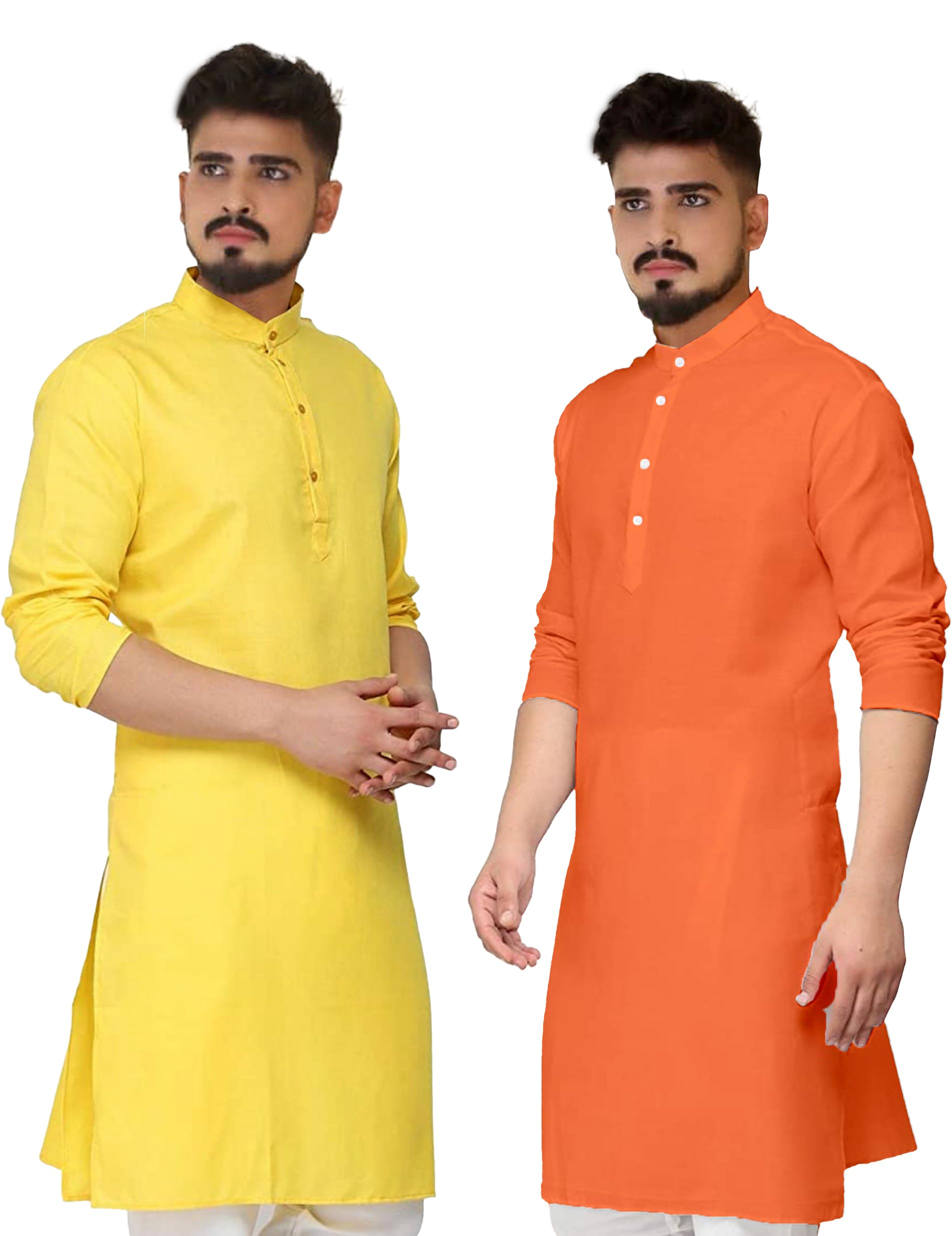 kamosa Pack of 2 Only Kurta for Men Traditional Plain Kurta, Classic Kurta for Wedding and Festival-picture-38