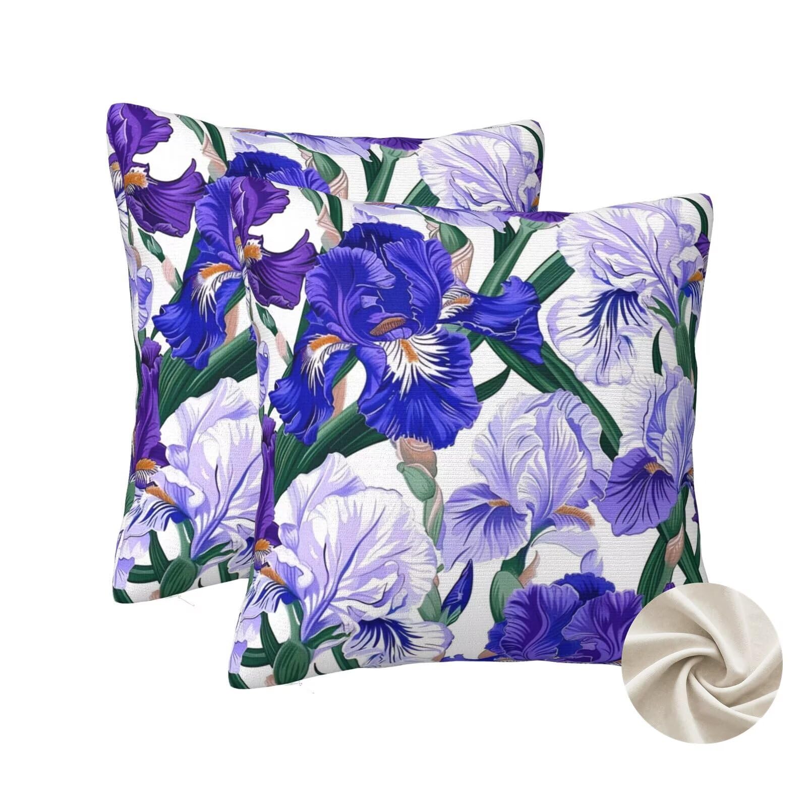 Housses de coussin 60x60 cm violettes (lot de 2) au motif fleurs pour déco canapé et lit