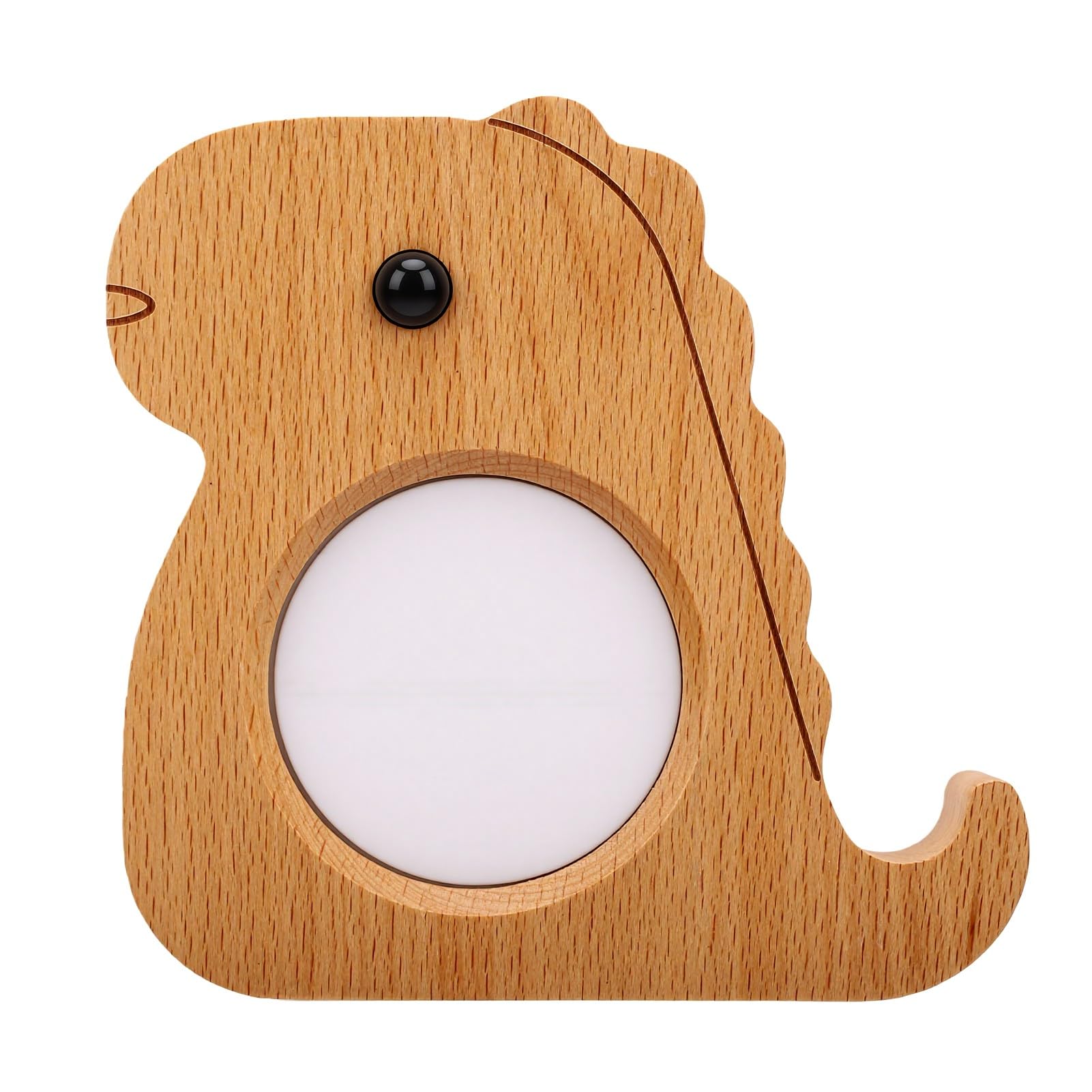 Adorable lampe murale en bois dinosaure LED veilleuse avec horloge pour chambre d'enfant Taille compacte 11,1 x 2 x 11,2 cm