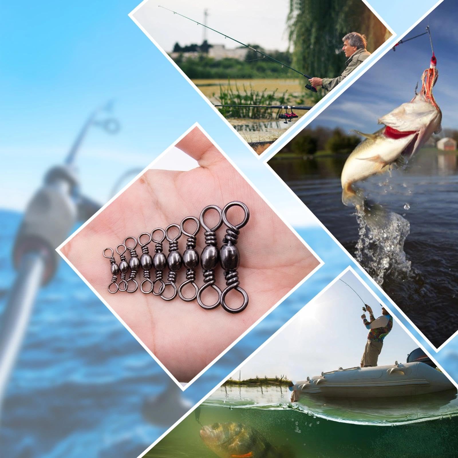 Natufish Krętliki do beczek wędkarskich, 50 szt., solidny pierścień, złącze obrotowe o wysokiej wytrzymałości, do łowienia w słonej wodzie (rozmiar 3/0)