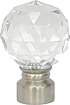 Home Harmony® 28mm Curtain Pole Ends Finials Pack Of 2 Available in Silver and Black (Silver, Crystal Glass)