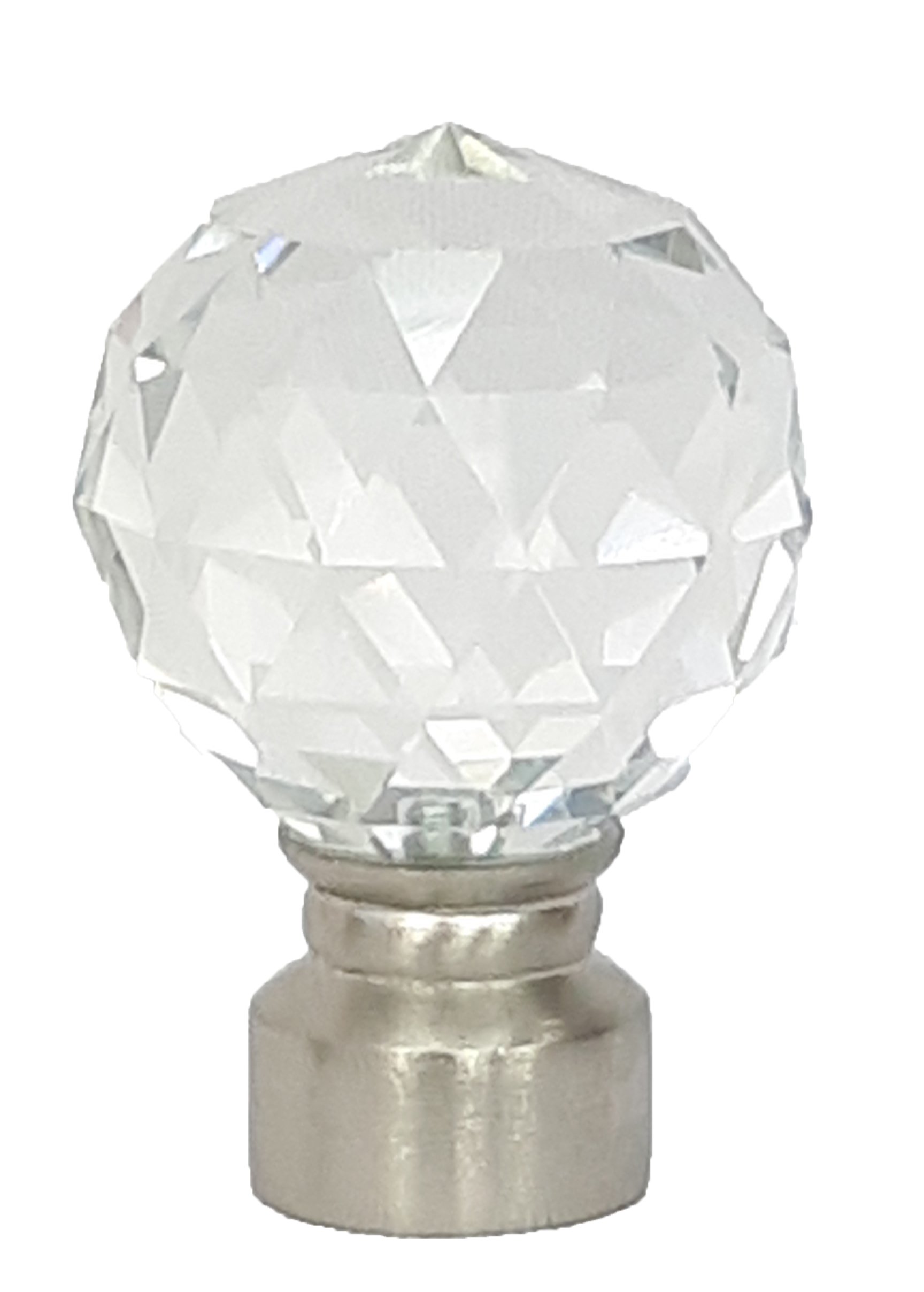 Home Harmony® 28mm Curtain Pole Ends Finials Pack Of 2 Available in Silver and Black (Silver, Crystal Glass)