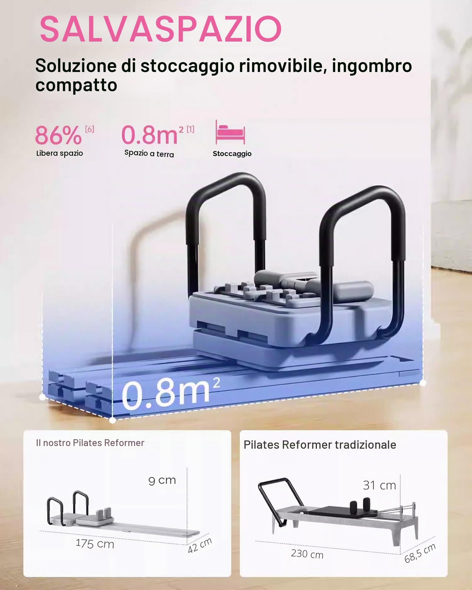 ExeractFit Pilates Reformer Machine Attrezzatura per Casa Tavola Pilates adatto a Principianti ed Esperti Multifunzionale Macchina da Sci Allenamento del Core