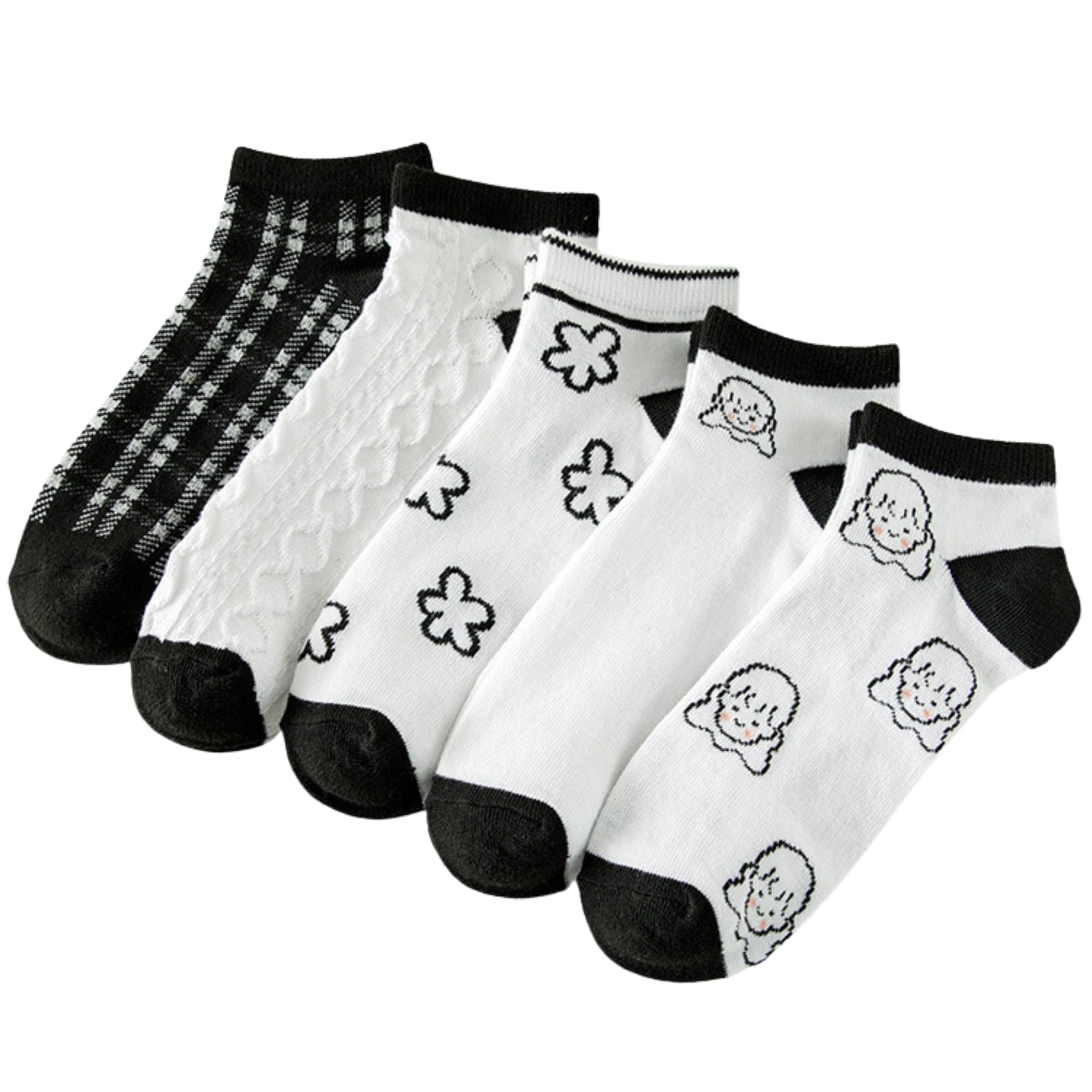 Youstylo Low Cut Printed Cotton Socks For Women Ladies Girls - SK1222A (Pack of 5 Pair, Free Size)-image-28