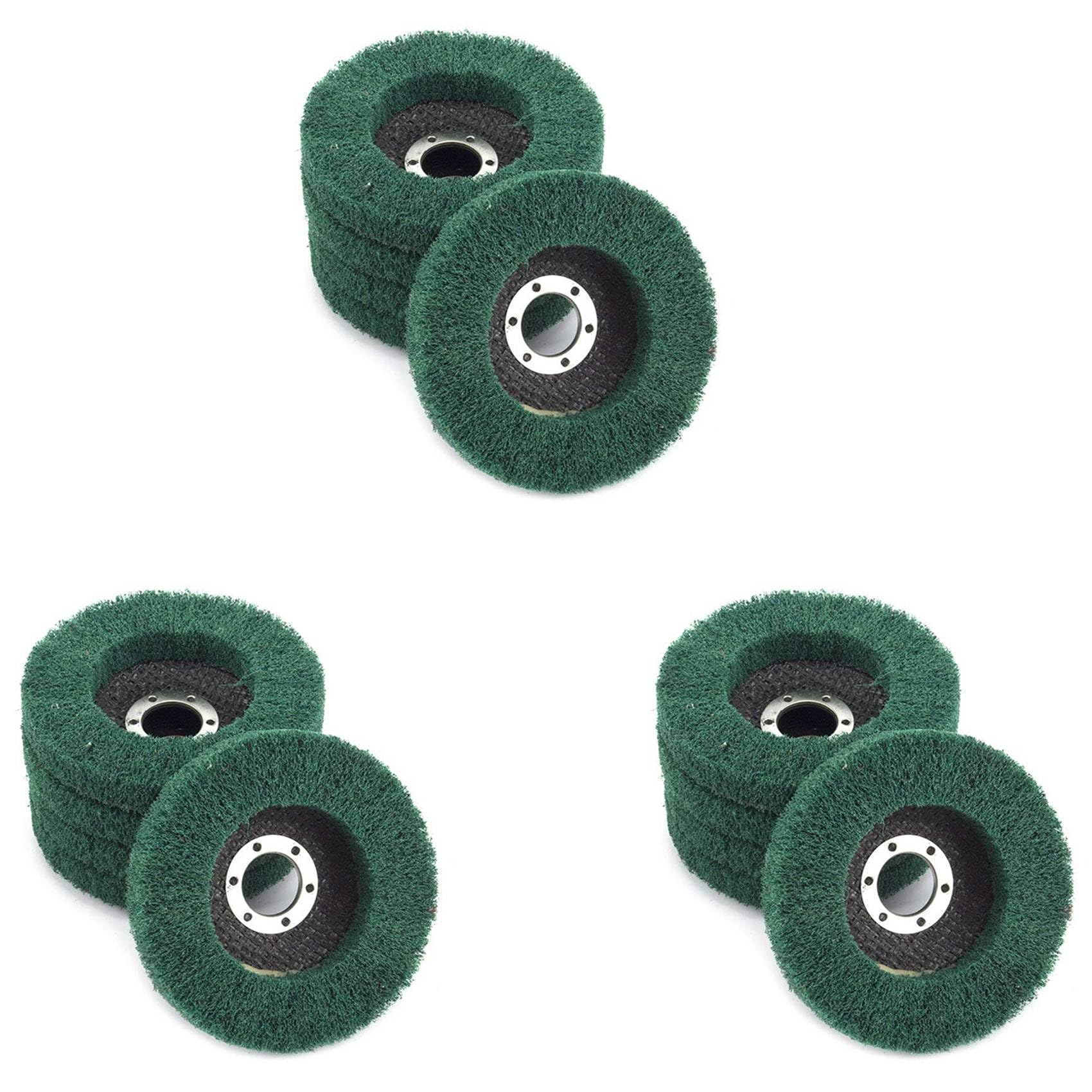 Jnchdghwa Green 15Pcs Nylon Fiber Flap Wheels Polishing Buffing Wheel Scouring Pad Grinding Disc For Angle Grinder For Metal Polisher