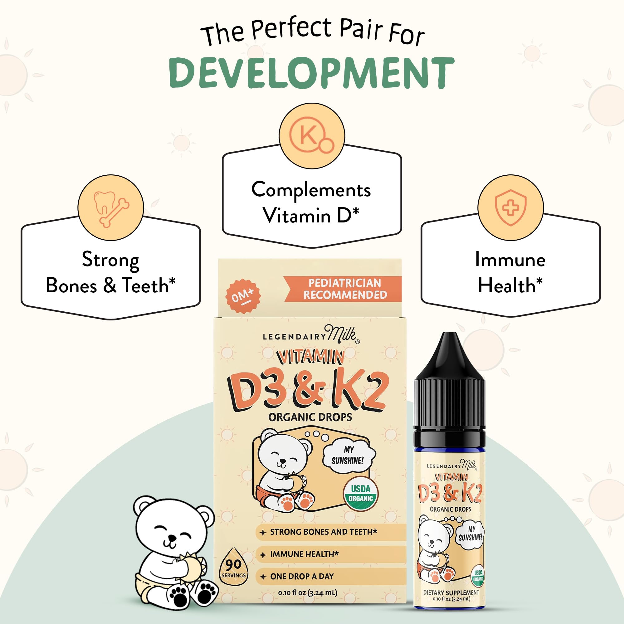 Legendairy Milk Organic Baby Vitamin D3 K2 Liquid Drops 400 IU 90 Servings — Amazon image 3