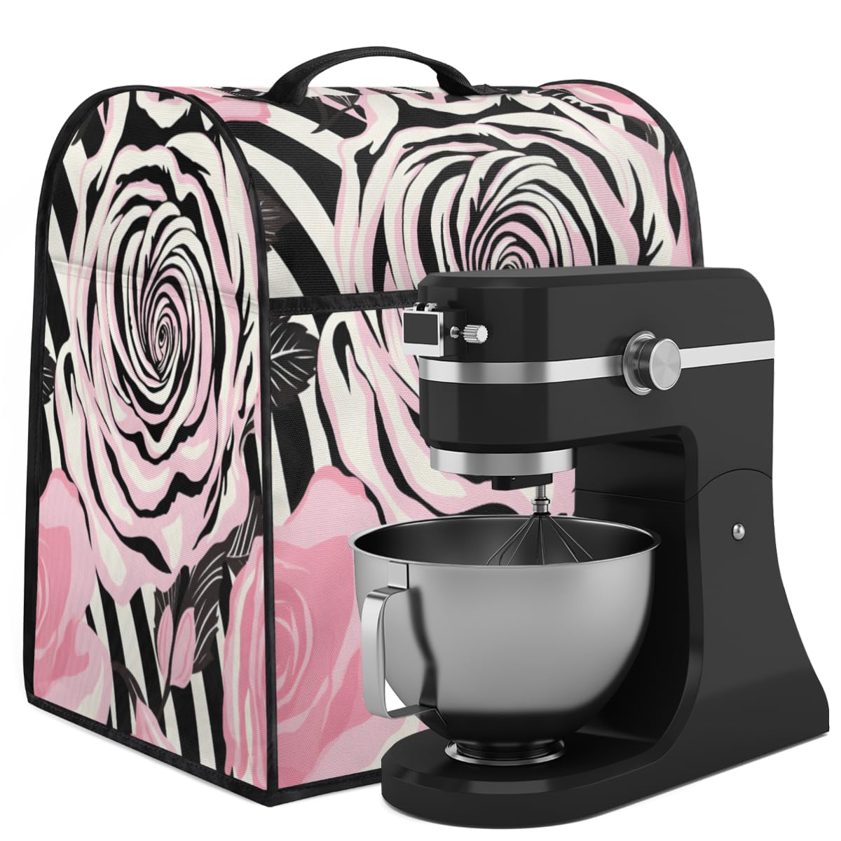 Coffee Maker Cover Zebra Print Rose Kitchen Appliance Covers Small Appliance Covers Blender Cover Juicer Cover Dust Covers for Kitchen Appliances with Top Handle and Pockets,Washable,B453