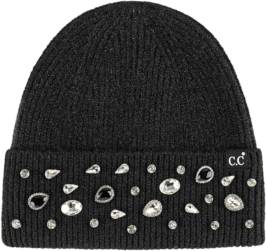 Funky Junque Luxury Bling Beanie - Women's Sparkle Rhinestone Winter Knit Hat - Image 4