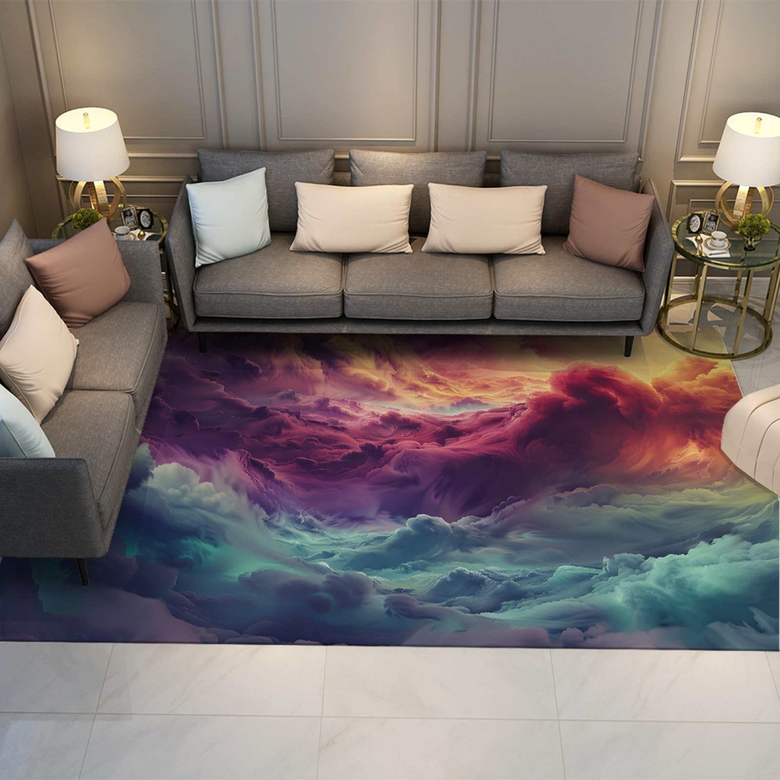 Tapis vibrants multicolores doux tapis étonnants de salon 80x150