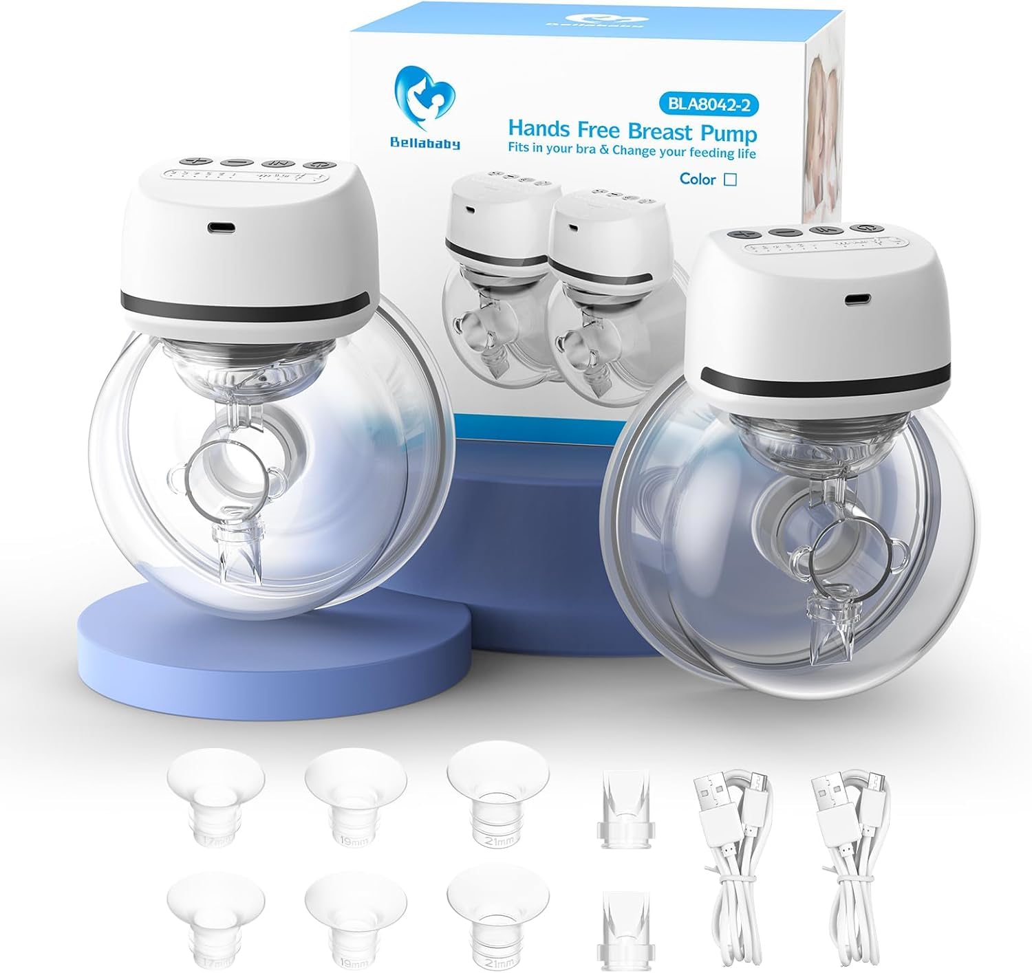 Bellababy Milchpumpe Elektrisch Tragbar, Milchpumpe Elektrische Geräuscharm und Schmerzlos,4 Modi und 6 Stufen Saugen,Tragbare Elektrische Milchpumpe, 24mm, Weiß