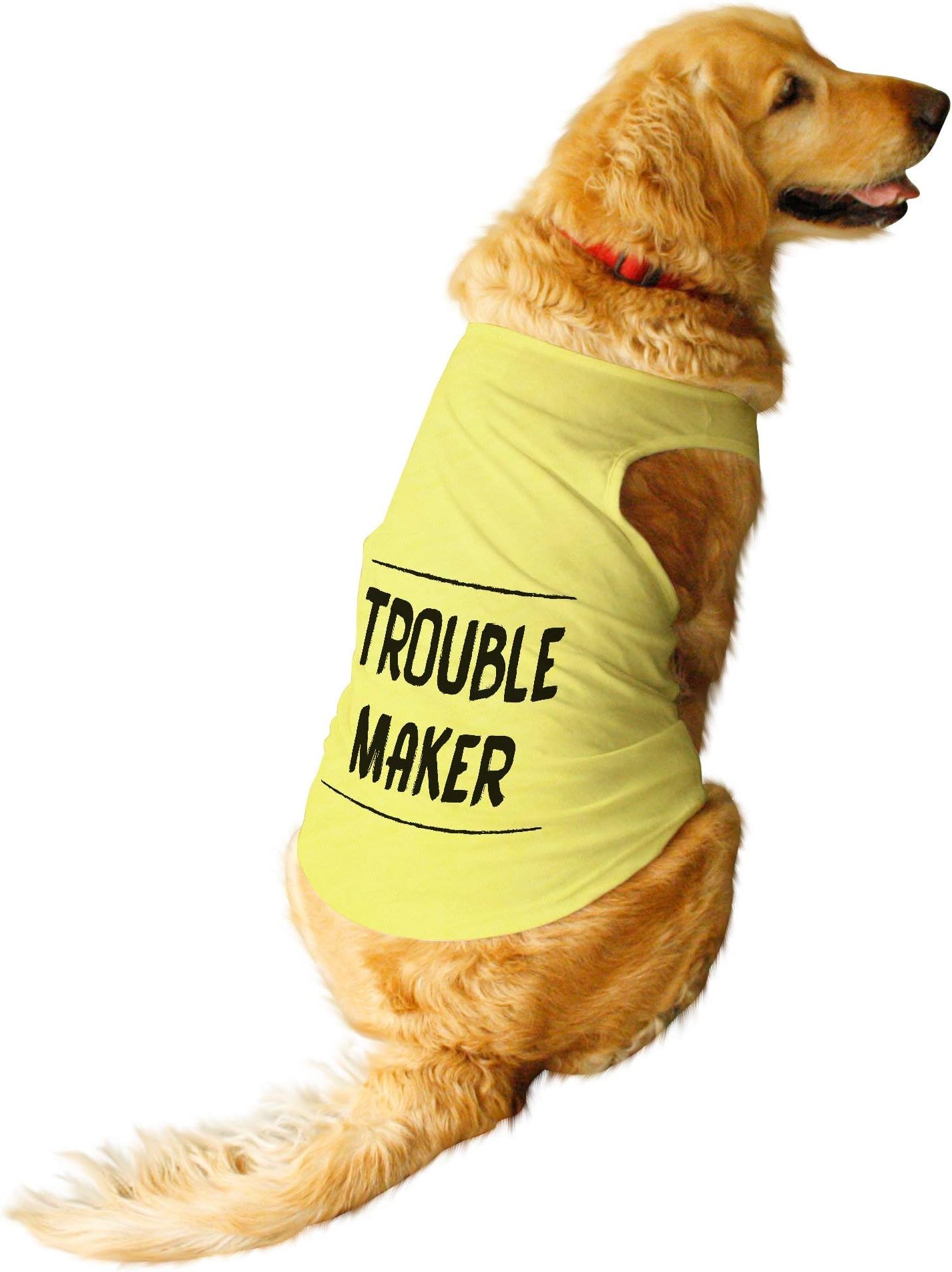 Ruse.Pet Troublemaker Round Neck Sleeveless Vest Tank T-Shirt/Tees for Dog Clothes Summer Apparel.