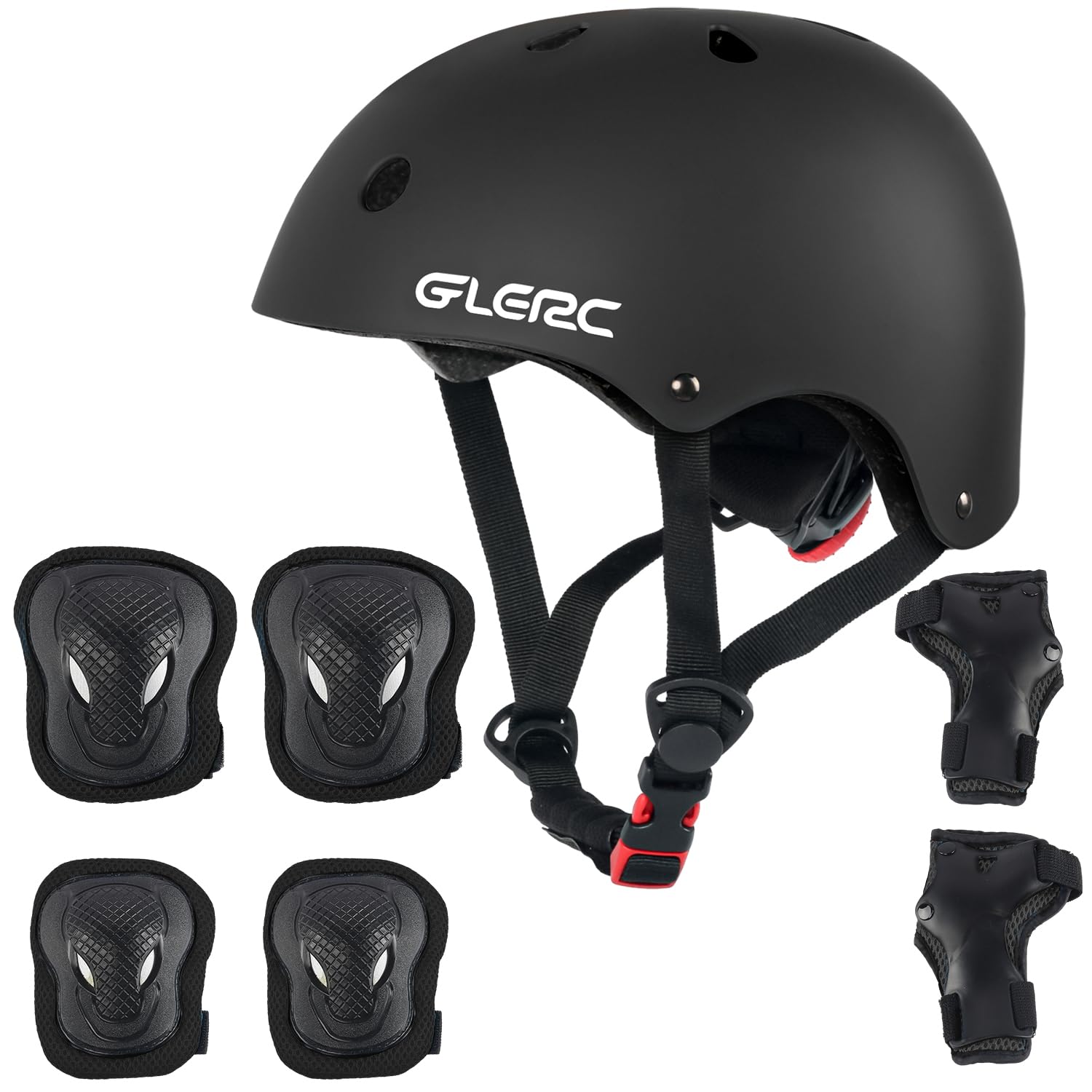 Glerc Kinder Fahrradhelm & Kinder Protektoren Schutzausrüstung Kinder Knieschützer Set für Jungen und Mädchen von Kleinkind bis Jugend, Kopfumfang verstellbar und Mehrfarbig