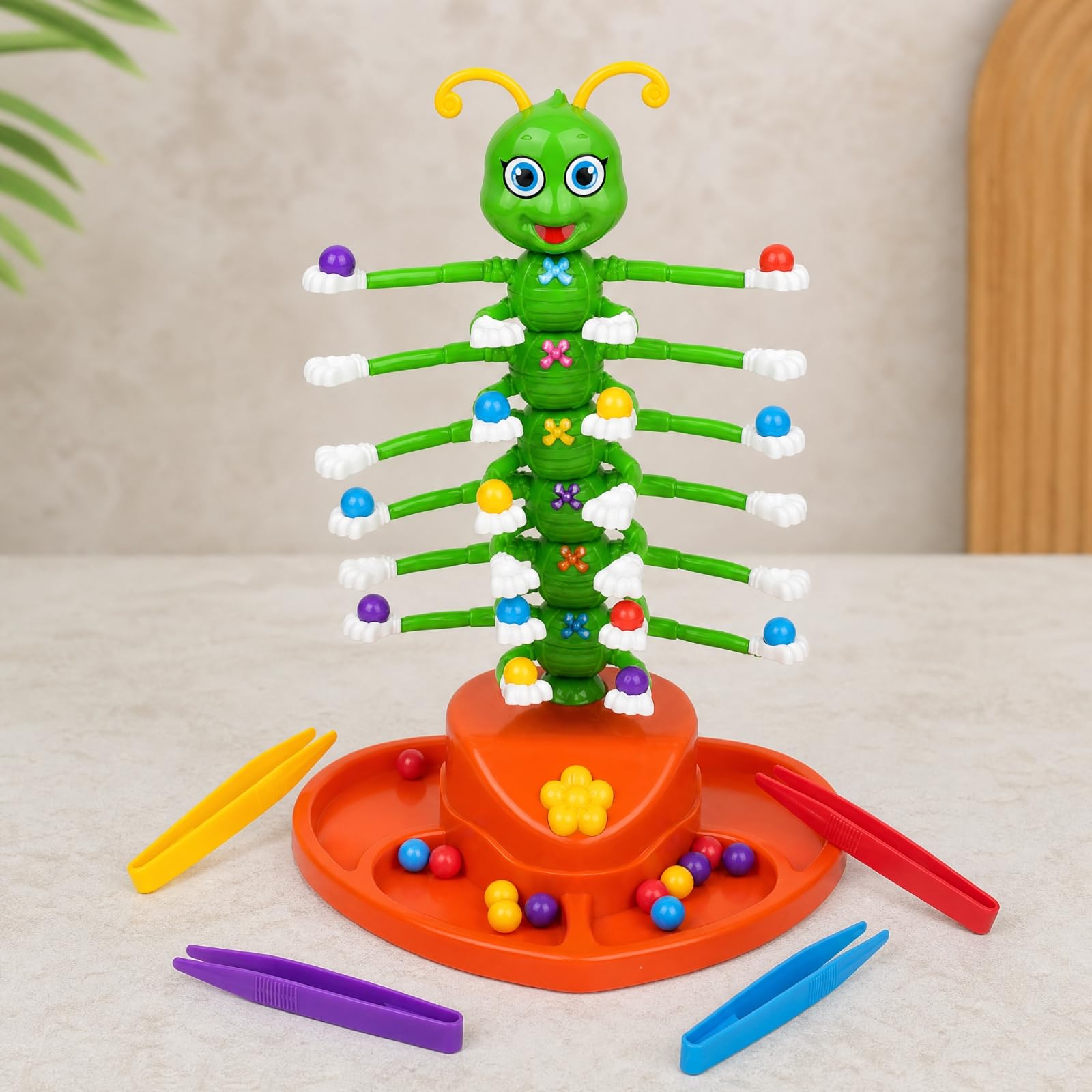 Gioco Dell'insetto con Palline Colorate Elettrico Gioco con Pinzette e Base Rotante Regole Semplici Tavolo Palline e Pinzette
