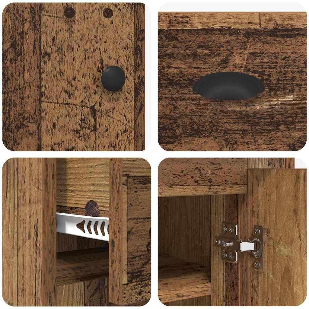 Aparador alto 70 x 35,5 x 67,5 cm, aspecto de madera vieja, con 2 puertas y cajón, para salón, pasillo, cocina, almacenamiento, gabinete moderno