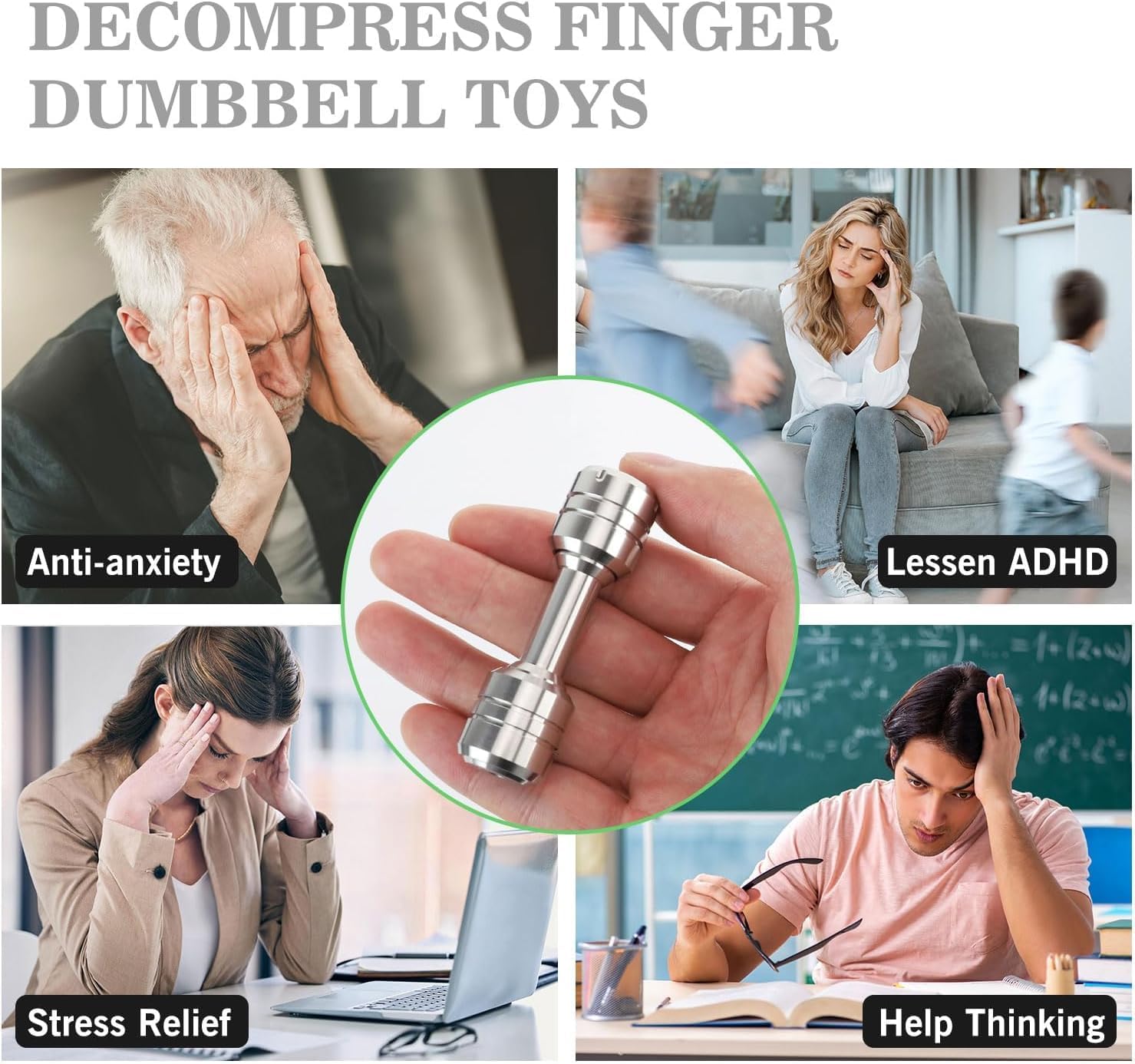 Finger Dumbbell Fidget Toys, Metal Knuckle Roller Fidget Spinners, Stainless Steel Toy for Anxiety ADHD, Cool Office Gadgets for Dad, Fidgets Toy for Men and Kill Time