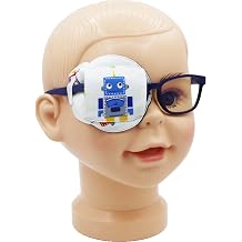 Astropic 3D Cotton & Silk Eye Patch for Kids | Boys Eye Patch for Glasses | Medical Eyepatch for Children with Lazy Eye Blue Robot, Right Eye