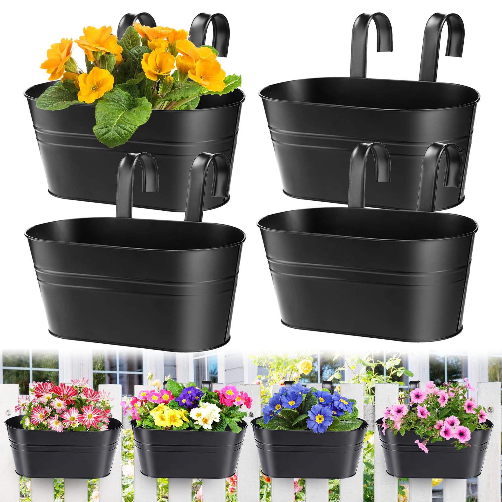 Plant Removable Railing Metal Railing Plant Containers Large Metal Hanging Flower Pots With