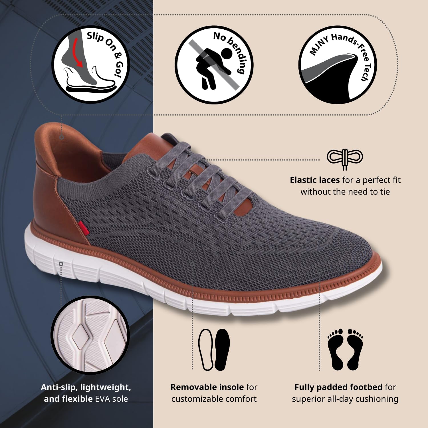 Mens Hands Free Slip On Casual Dress Sneakers Mesh Oxfords Comfortable Lightweight Breathable Walking Shoes Mens Hands Free Slip On Casual Dress Sneakers Mesh Oxfords Comfortable Lightweight Breathable Walking Shoes