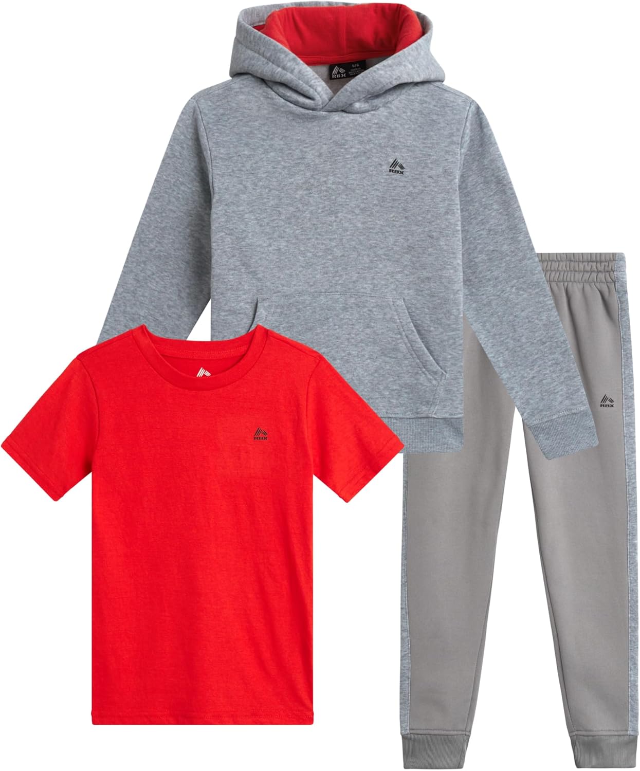 RBX Baby Boy Pants Set - 3 Piece Breathable Boys Hoodie, T-Shirt, and Fleece Joggers For Boys Outfit (Sizes 12M-7)