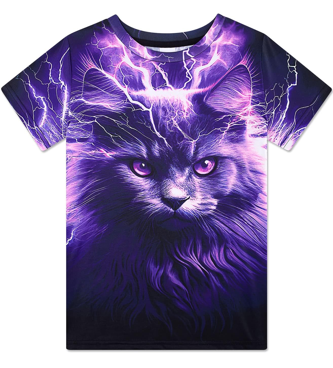 Funnycokid Boys Girls Shirts Graphic T-Shirt Neon Clothes Kids Novelty Youth Short Sleeve Animal Print Tees 4-16 Years