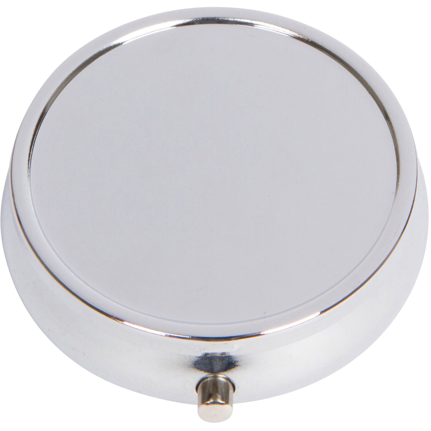 Premium Stylish Compact Round Metal Pill Case Box Organizer 3 Compartment - Discreet Fits Easily in Pocket and Purse (Chrome)