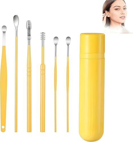 Miniatura 7 de Juego de 6 herramientas de eliminación de cera de oídos con tubo de almacenamiento, herramienta de eliminación de cera de oído, kit de limpieza de