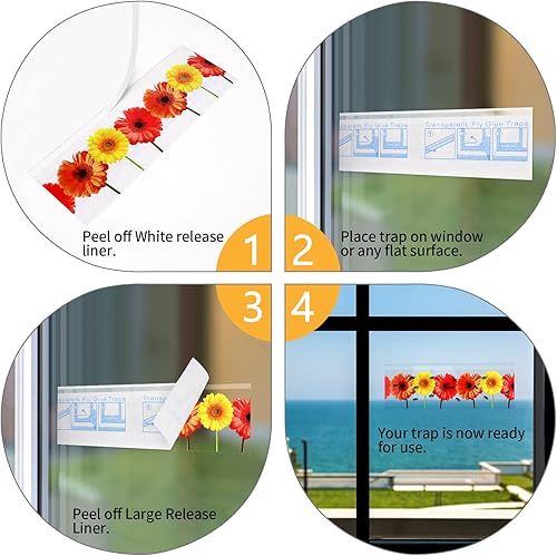 Miniatura 3 de Trampas para ventana de mosca, paquete de 50 a 100 tiras adhesivas de papel para moscas, trampa para moscas, trampas transparentes para ventanas,