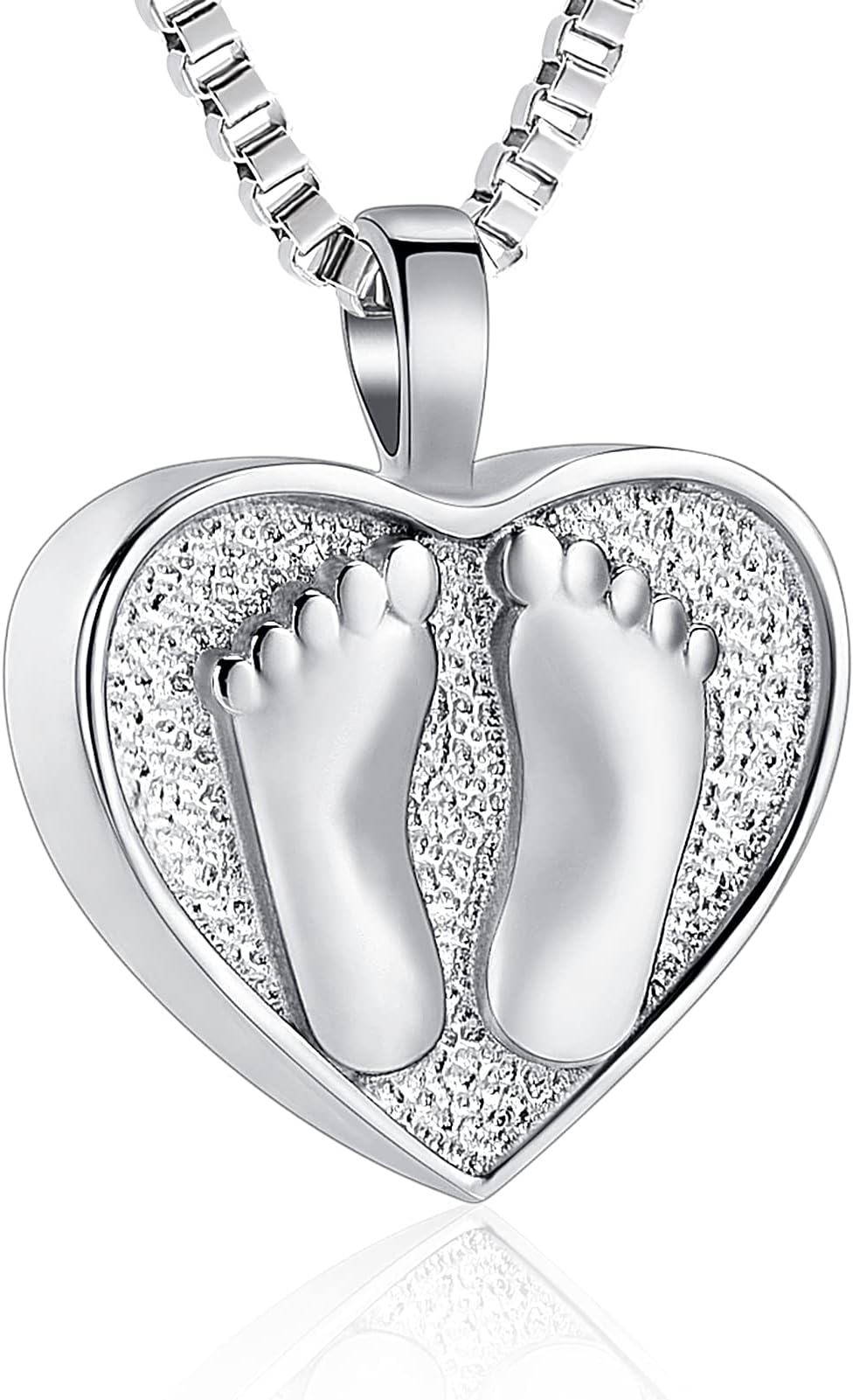 Always In My Heart Baby Feet Ashes Keepsake Urn Pendant Necklace Cremation Urns Memorial Jewelry