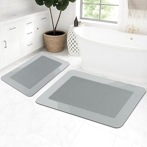 Miniatura 9 de ArtyCozy Tapete de baño súper absorbente, resistente a las manchas, antideslizante, con parte trasera de goma, delgado, de fácil cuidado, para baño,