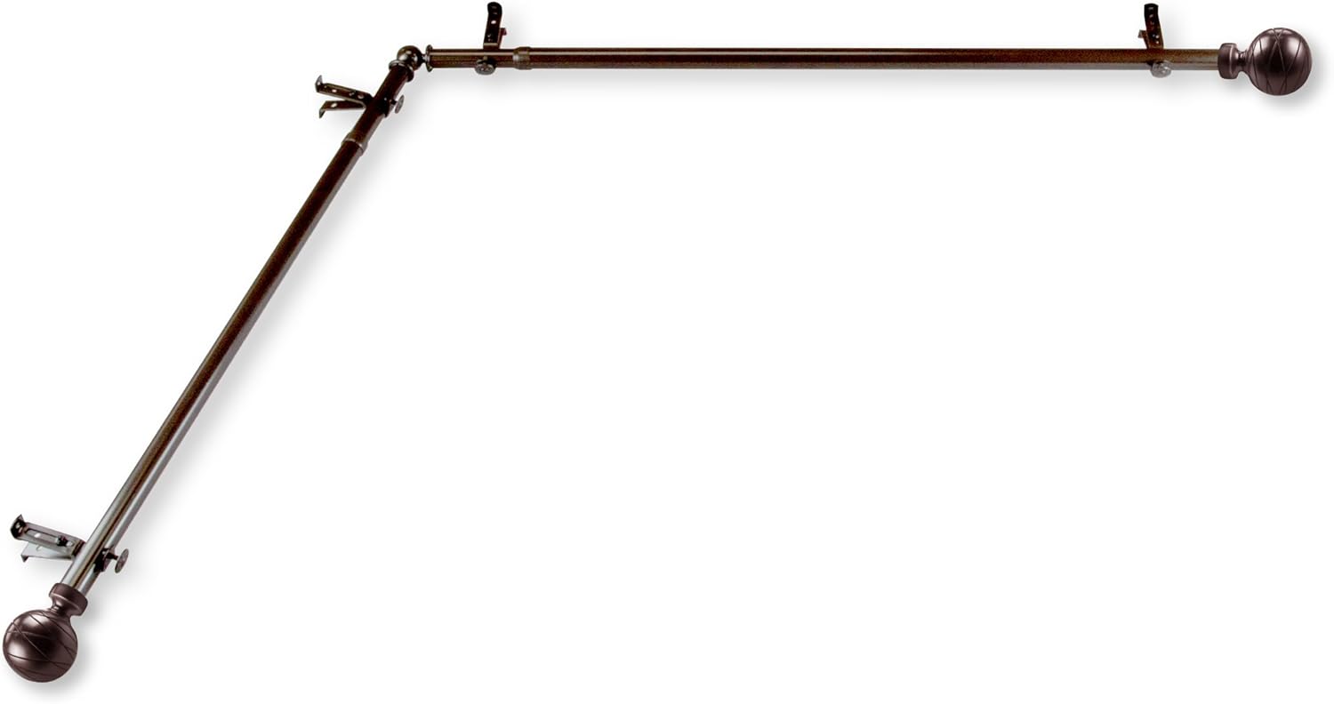 Rod Desyne Arman Corner Single Curtain Rod Set, 48-84 inch, Cocoa, 2 Count 48 - 84 inch Cocoa