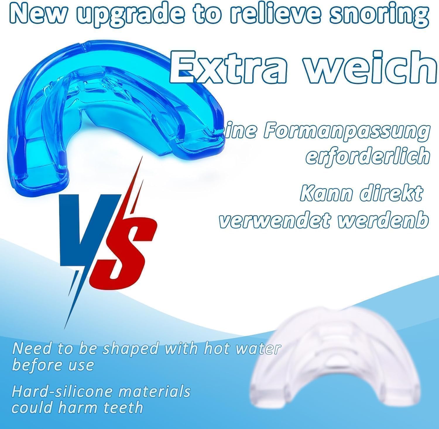 Schnarchstopper, Ergonomisch Schnarchschiene für Männer und Frauen, Effektiv Anti Schnarch Schiene Snoring Stopper, Kein BPA, Extra Weich, Gebrauchsfertig für Schnarchfreien Schlaf Nacht