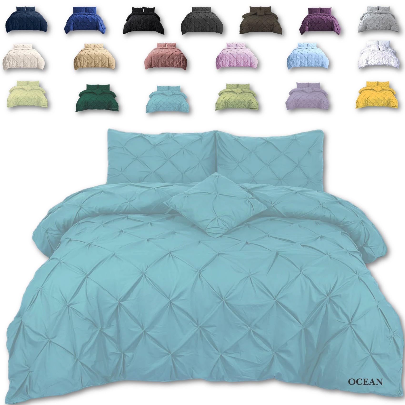 Thewhitewater Limited Ocean Thewhitewater Duvet Set - 2In1 - Double - Ocrean Bedding Set - Duvet Cover + Matching Pillowcases - Cotton + Polyester - Polycotton Pintuck Cover (, 2In1 Pintuck - Double)