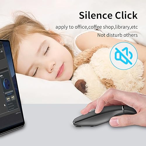 Miniatura 3 de Ratón curvo Bluetooth, mouse inalámbrico giratorio ultrafino y recargable, modo dual (BT5.03.0+2.4G), mouse de arco de viaje portátil adecuado para